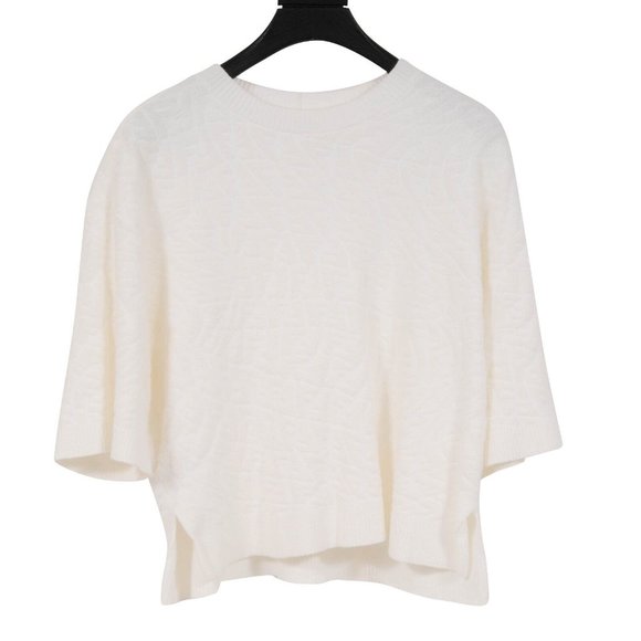Fendi Women Cropped Sweater US4 IT40 Cream White Terry Cloth Short Sleeve Jumper - Picture 1 of 10